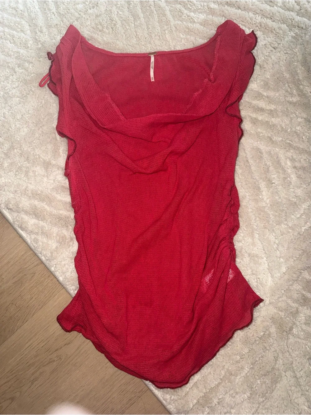 Free People Hot Pink Sheer Knit Cowl Neck Top